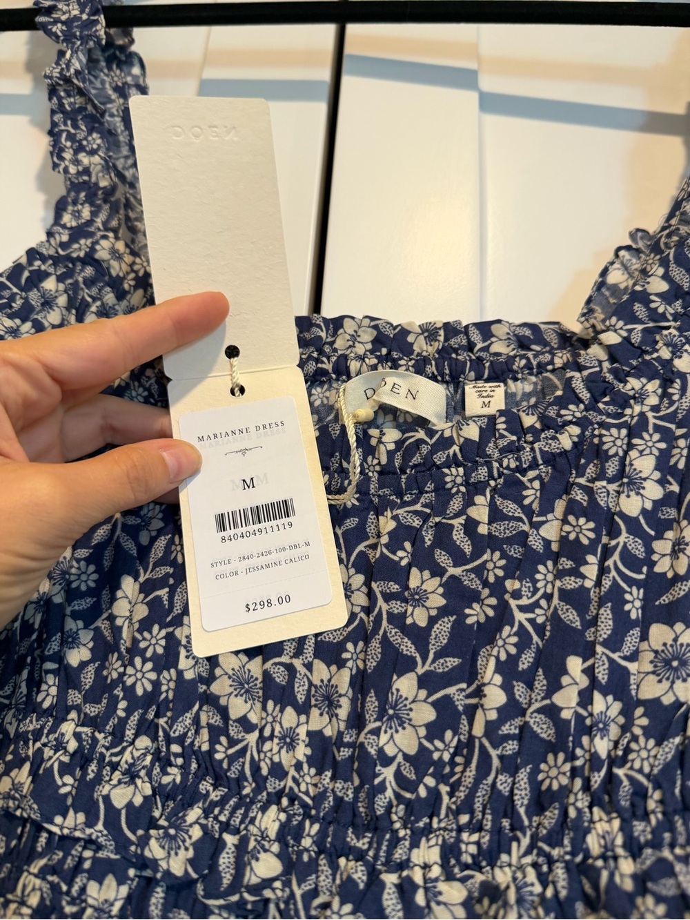 Doen' Marianne Dress in Navy with White Floral